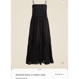 J. Crew Black Cotton Voile Maxi Dress with Spaghetti Straps